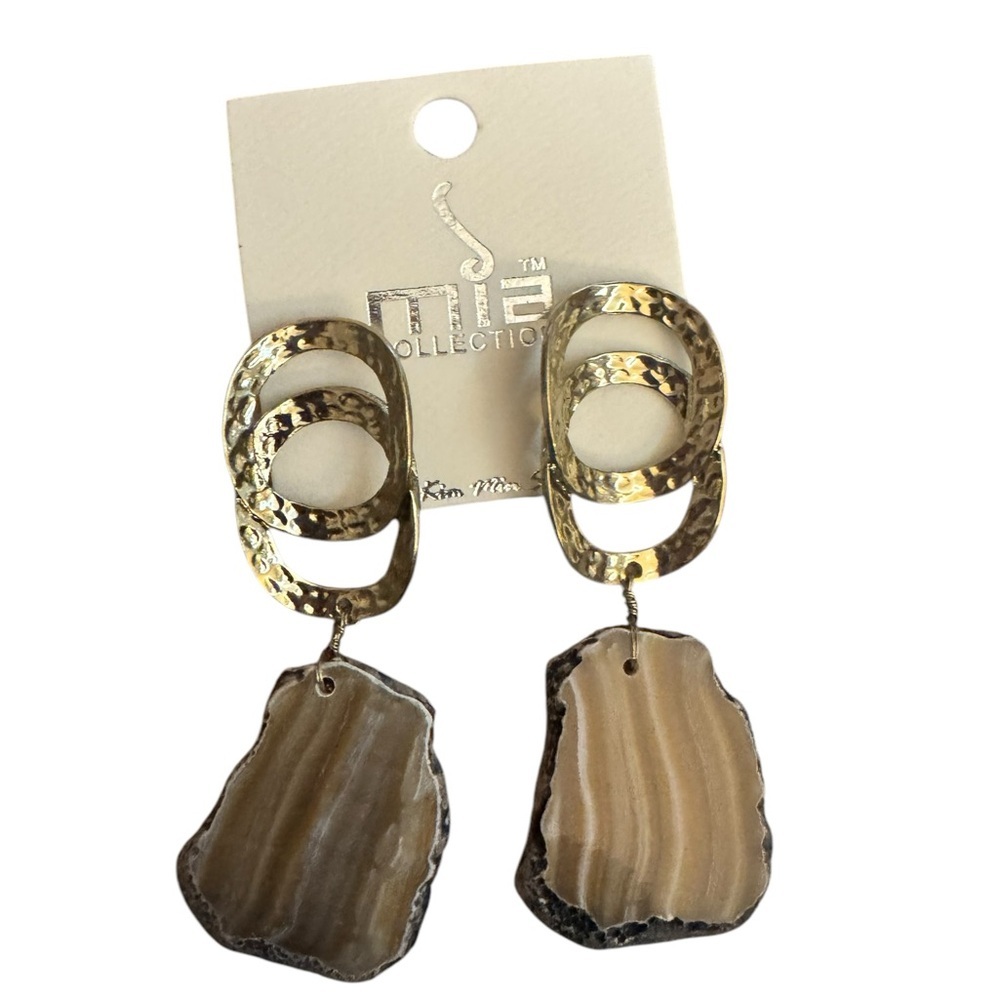 Mia Home Collection Gold and Brown Earrings Retro‎ Y2K 90s